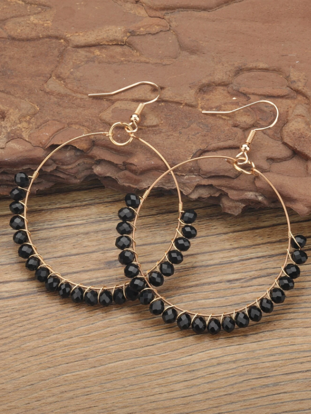 Bead Decor Round Drop Earrings