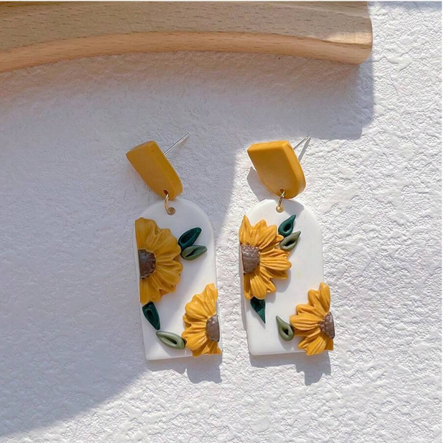 Polymer Clay Sunflower Earrings