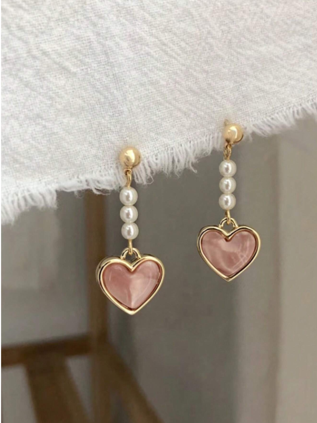 Drop Heart Korean Style Earrings