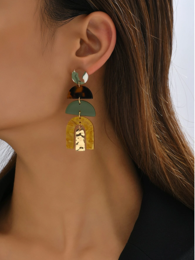 Earth Geometric Drop Earrings