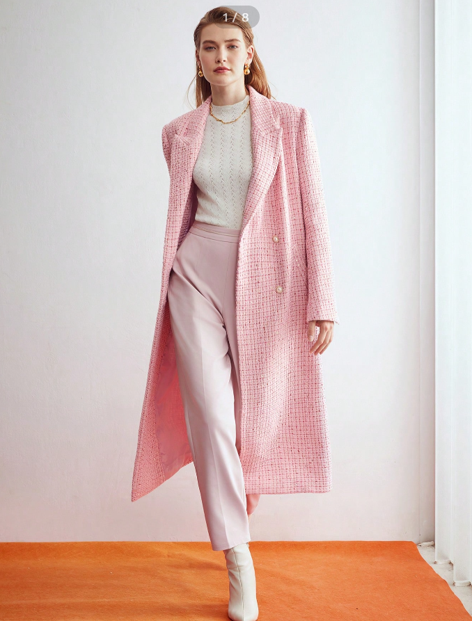Long Tweed Belted Coat