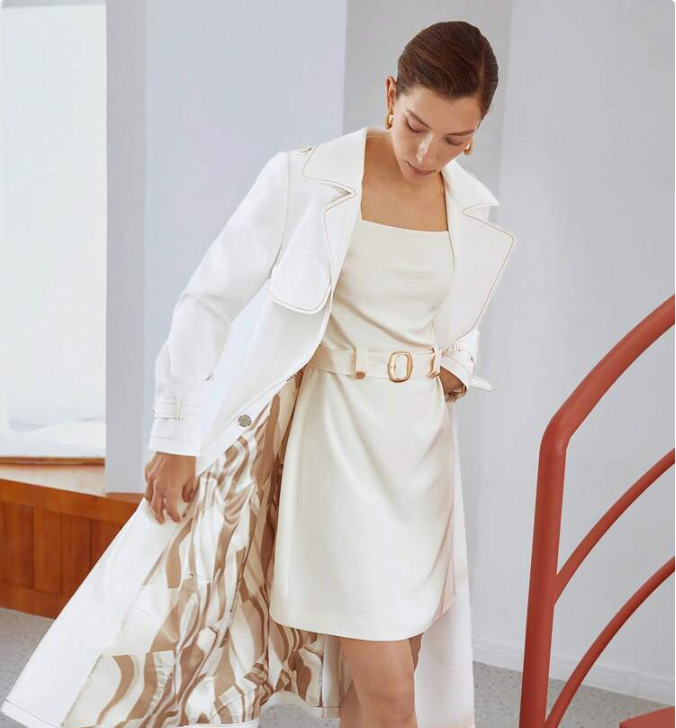 Contrast Stitch Trench Coat