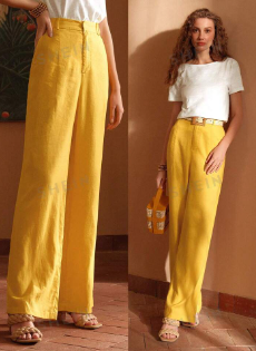 Linen Slant Pocket Straight Fit Suit Pants