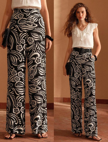 Plant Print Slant Pocket Suit Pants