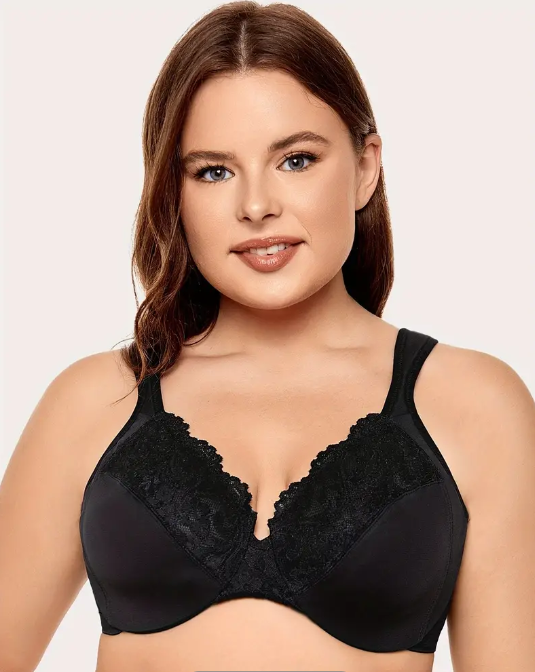 Contrast Lace Full Cover Underwire Bra