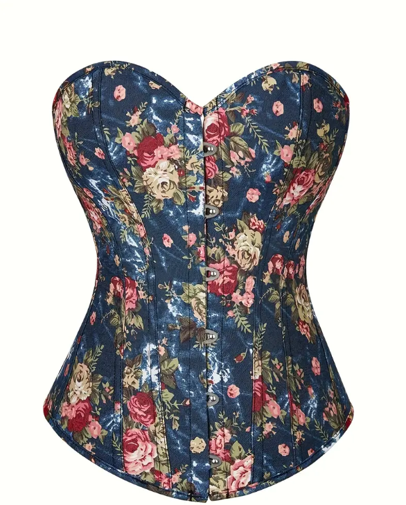 Floral Print Strapless Corset Bustier