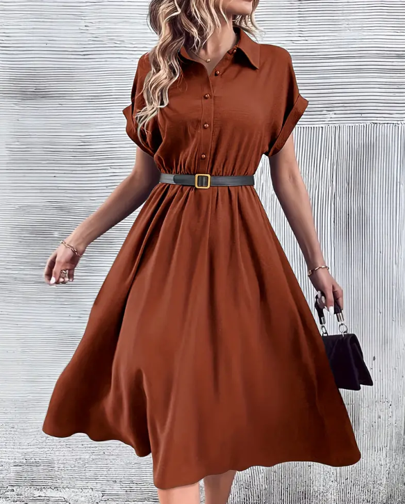 Chic Button Detail A-line Dress