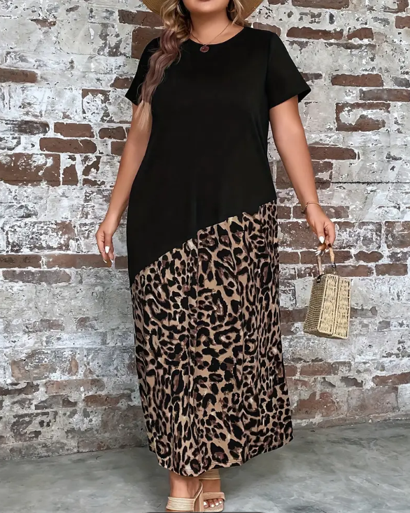 Leopard Print Patchwork Dress