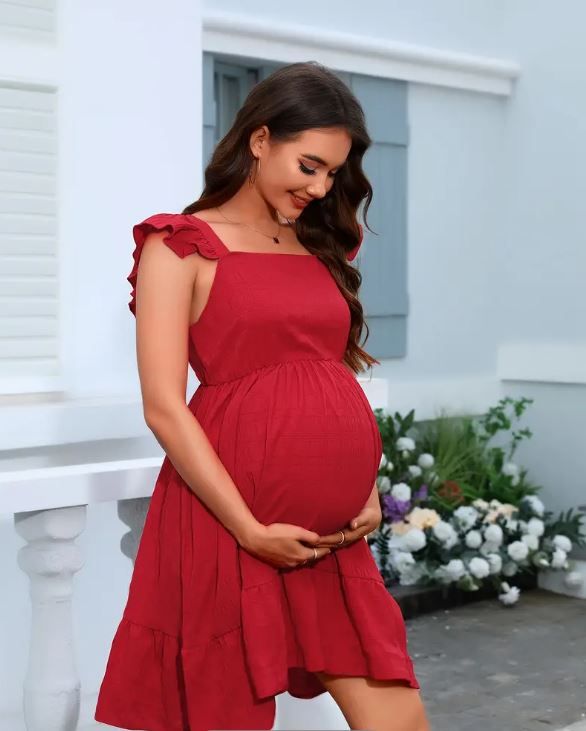 Maternity Dress With Bow Knot