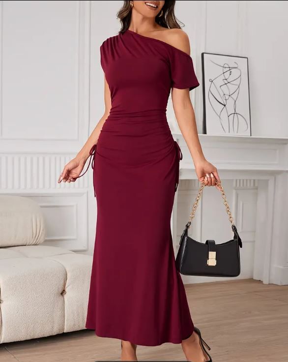One Shoulder Ruched Dress