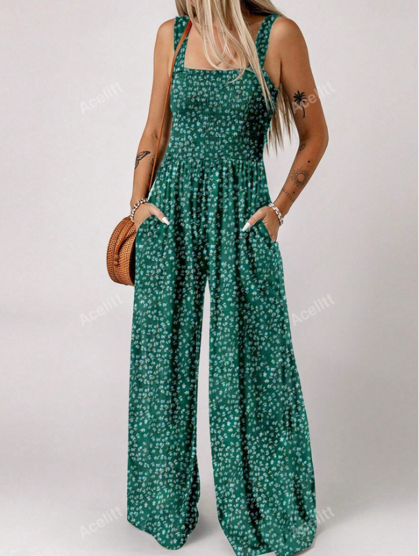 Floral Print Wide-Legged Jumpsuit