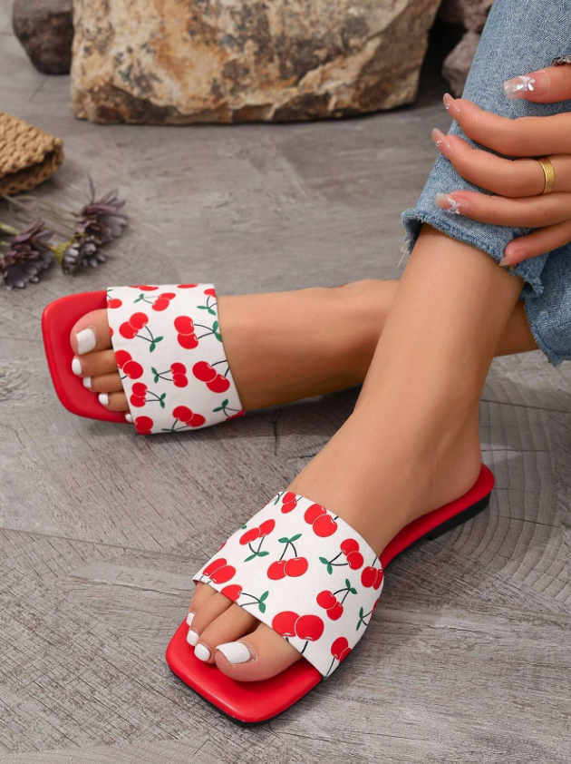 Cherry Flat Sandals 