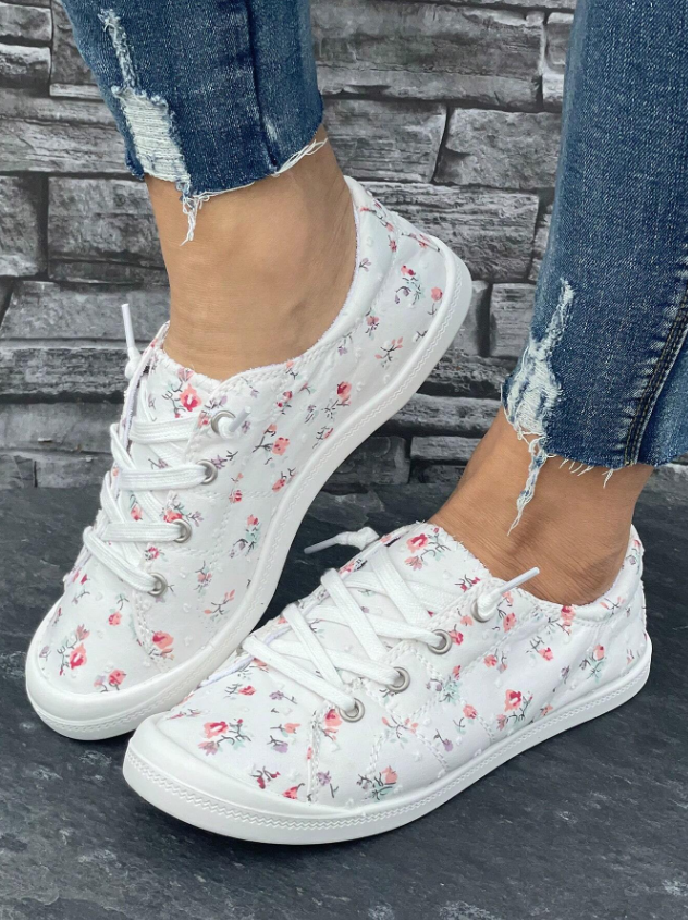 Women Flat Casual Floral Cloth Shoes