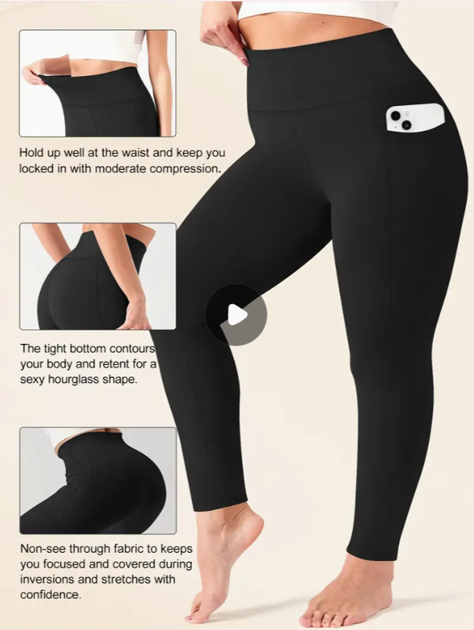 High-Waist Tummy Control Leggings with Pockets