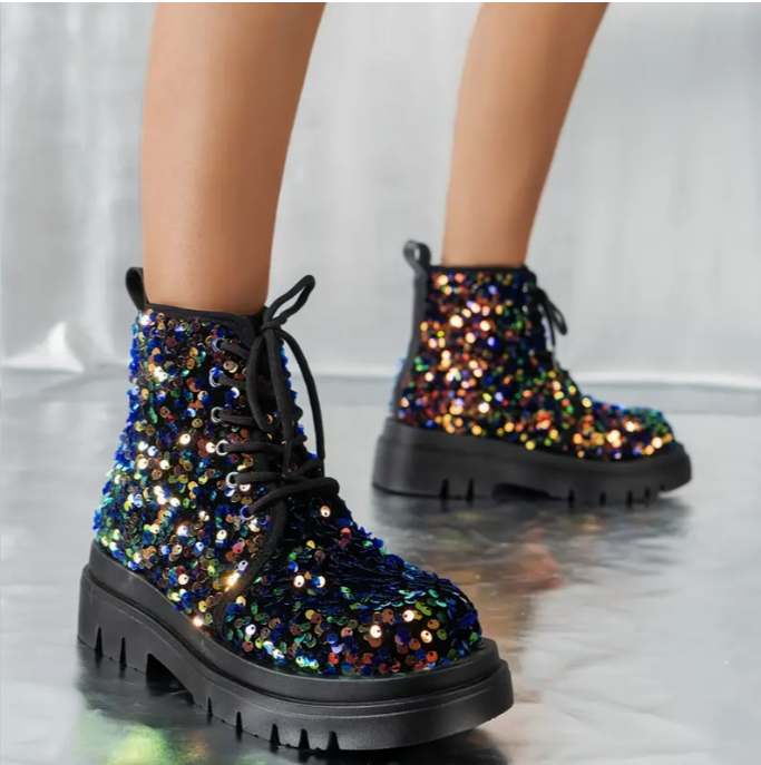 Women&#39;s Colorful Sequins Boots