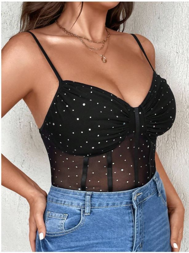 NU&amp;NOW Plus Size Sparkling Lace Bodysuit