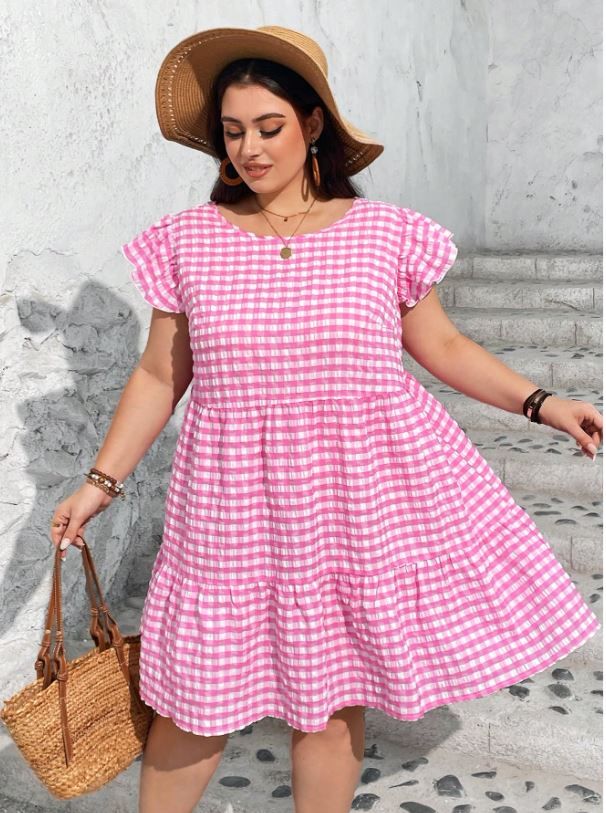 Women&#39;s Cute Checkered Print Dress