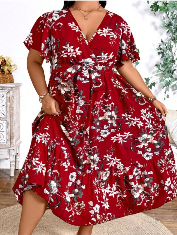 Floral Print Short Sleeve Dress