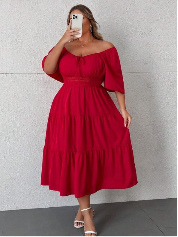 Sweetheart Neck Ruffled Sleeve Dress