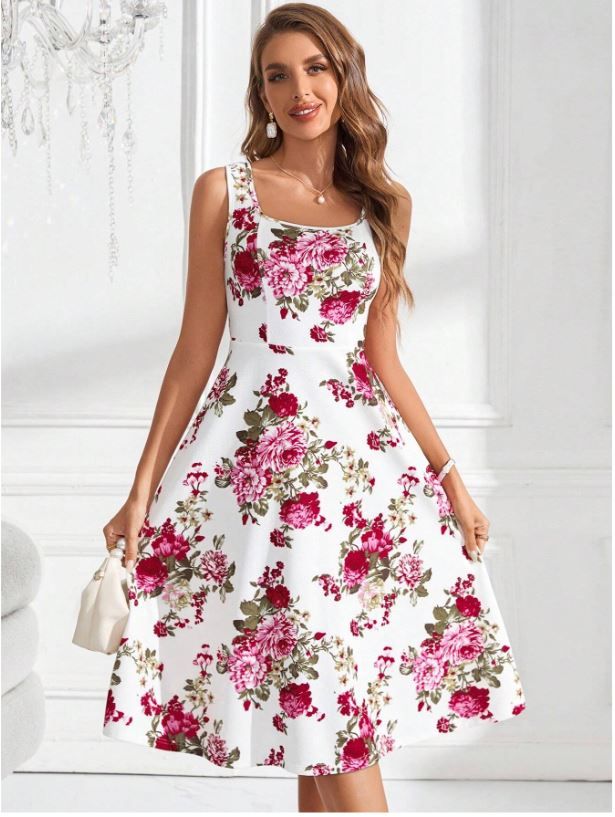 Floral Print Sleeveless Mini Dress