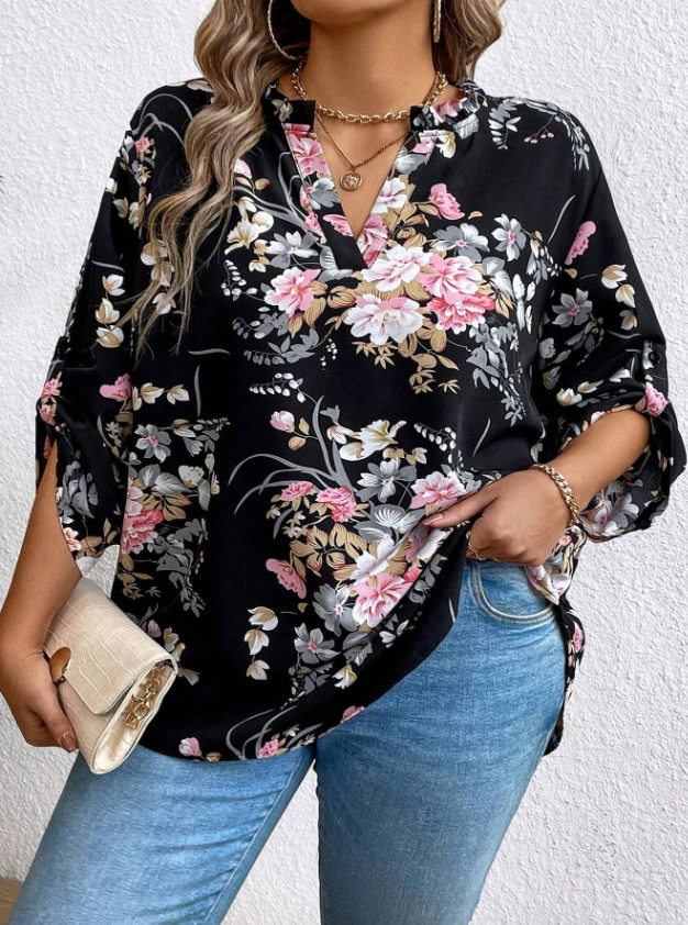 Women&#39;s Floral Printed Casual Daily Long Sleeve Shirt