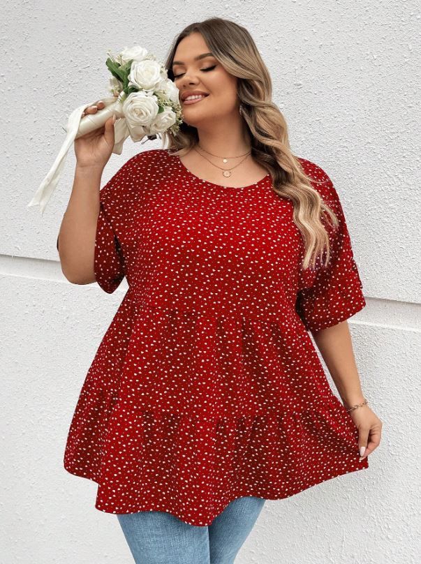 Polka Dot Print Ruffled Sleeve Blouse