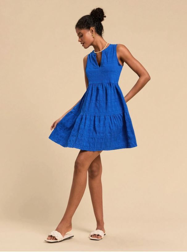 Travachic Notched V Neck Ruffle Hem Sleeveless Dress