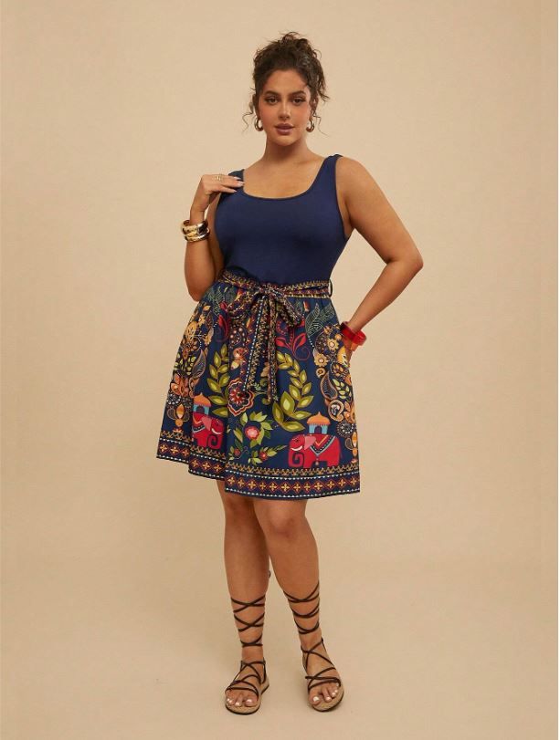 Travachic Plus Size Tropical Print Dress
