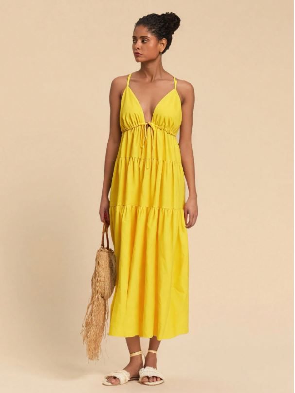 Travachic V-Neck Spaghetti Strap Open Back Dress