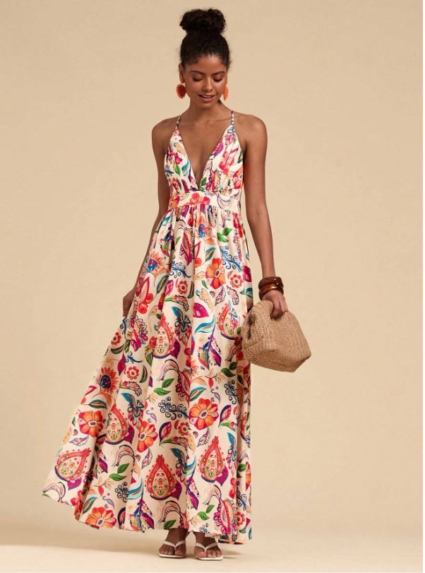 Travachic Floral Print Spaghetti Straps Dress