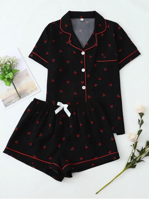 Cherry Print Pajama Set