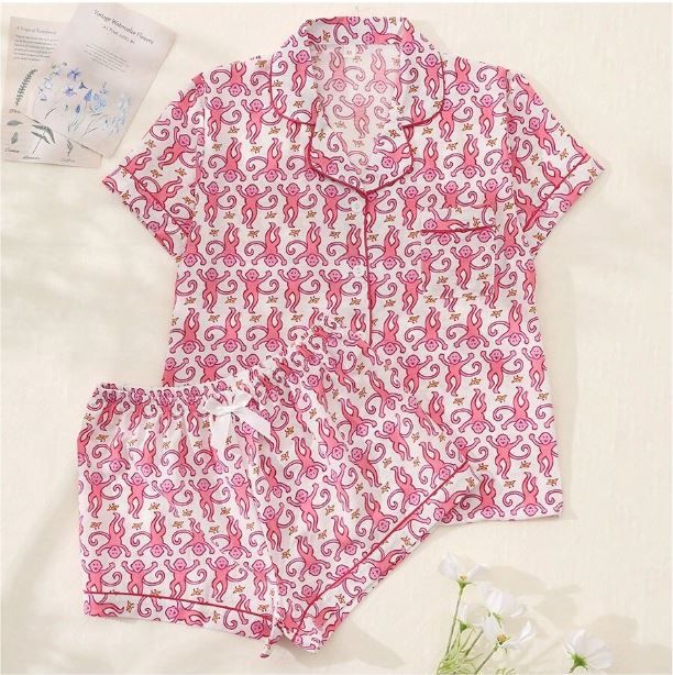 Monkey Print Pajama Set