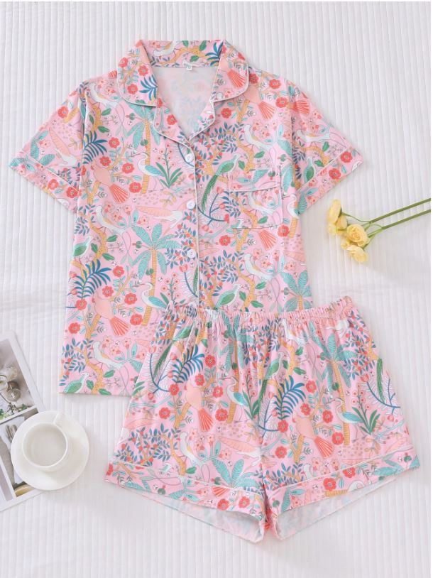 Floral &amp; Bird Print PJ Set