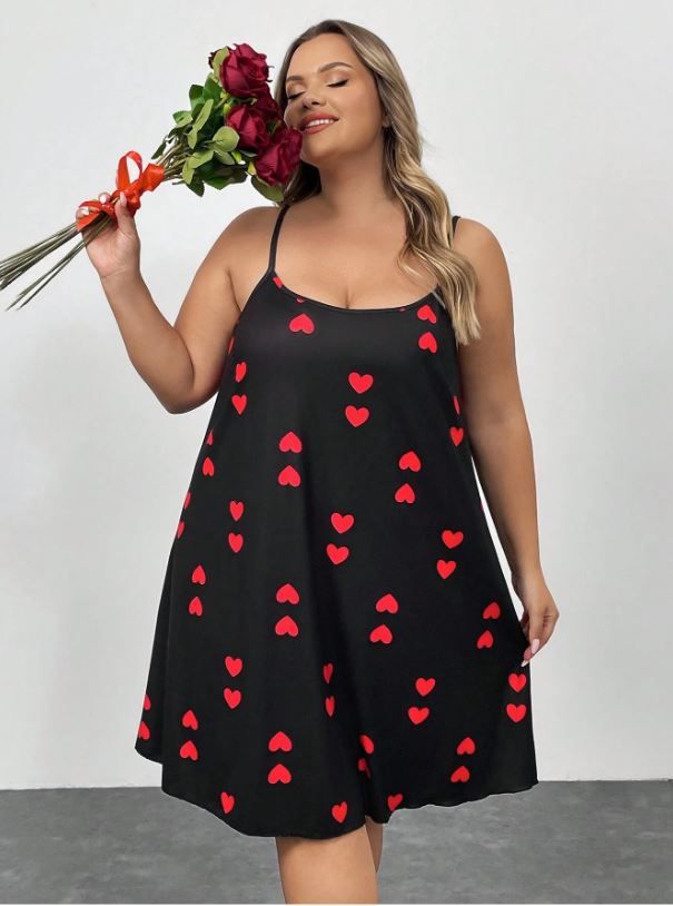CURVE+ Heart Print Pajama Dress