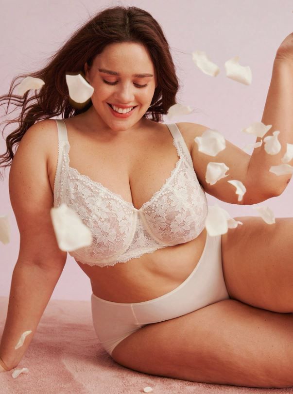 LUVLETTE Plus Woman Lingerie Full Coverage Pushup &amp; Breathable Underwire Unlined Lace Bra
