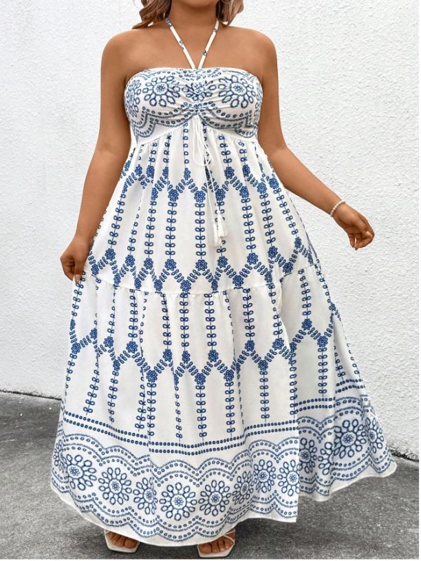 CURVE+ Halter Waisted A-Line Dress