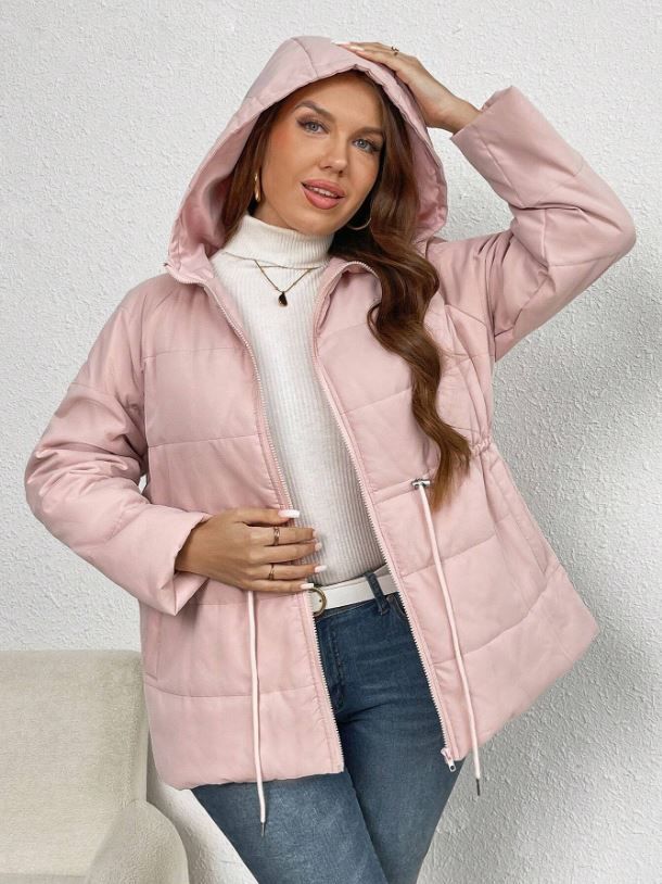Privé Long Sleeve Zip-Up Coat with Hood