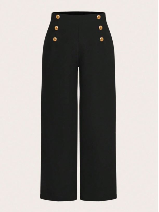 Privé Elegant Double-Breasted Decoration Wide Leg Formal Pants