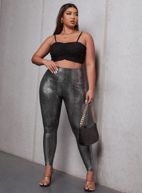 Privé Wide Waistband Crocodile Embossed Leggings