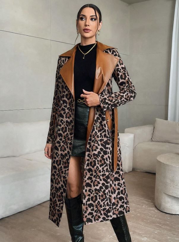 Firerie Colorblock Leopard Print Jacket