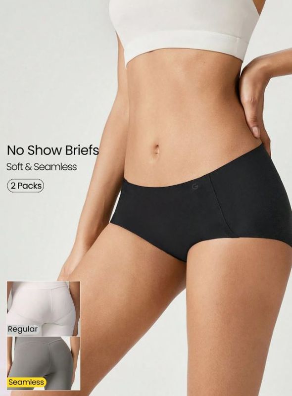 GLOWMODE 2 Pack Lightweight Breathable Sweat-Wicking High-Waist Full Coverage Seamless No-Show Underwear