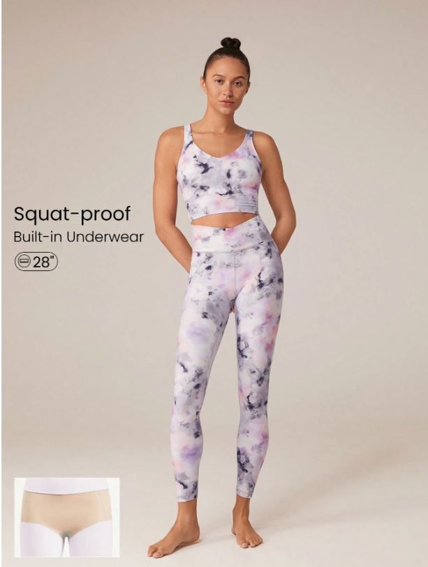 GLOWMODE 28&quot; FeatherFit™ Buttery Soft High Stretch Crossover Leggings With Built-In Shorts Low Impact