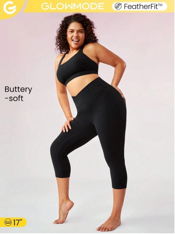 GLOWMODE 17&quot; FeatherFit™ Crossover Cutie Capri Leggings
