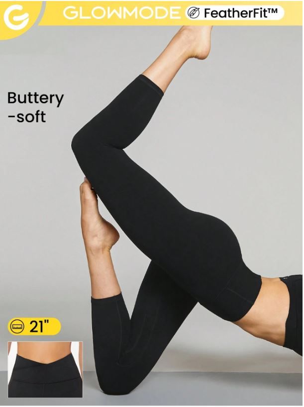 GLOWMODE 21&quot; FeatherFit™ Crossover Cutie Capri Yoga Leggings