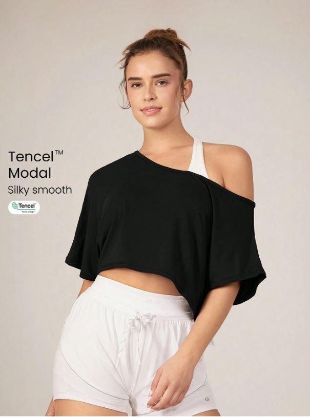 GLOWMODE Modal Off-Shoulder Cropped Tee