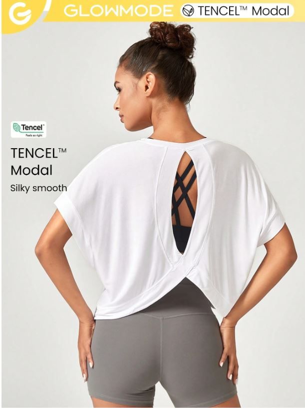 GLOWMODE Modal Oversized Short Sleeve Tee With Keyhole Back Low Impact