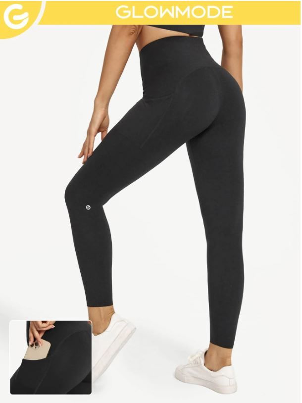 GLOWMODE 24&quot; Cropped Pilates Leggings Sculpt Butt M-shaped Seam Yoga Tights