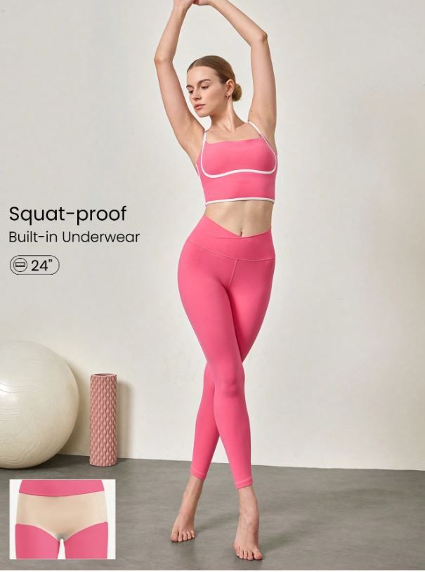 GLOWMODE 24&quot; FeatherFit™ Crossover Leggings With Built-In Underwear Light Support Low Impact