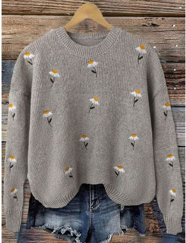 LUNE Embroidered Floral Sleeve Sweater
