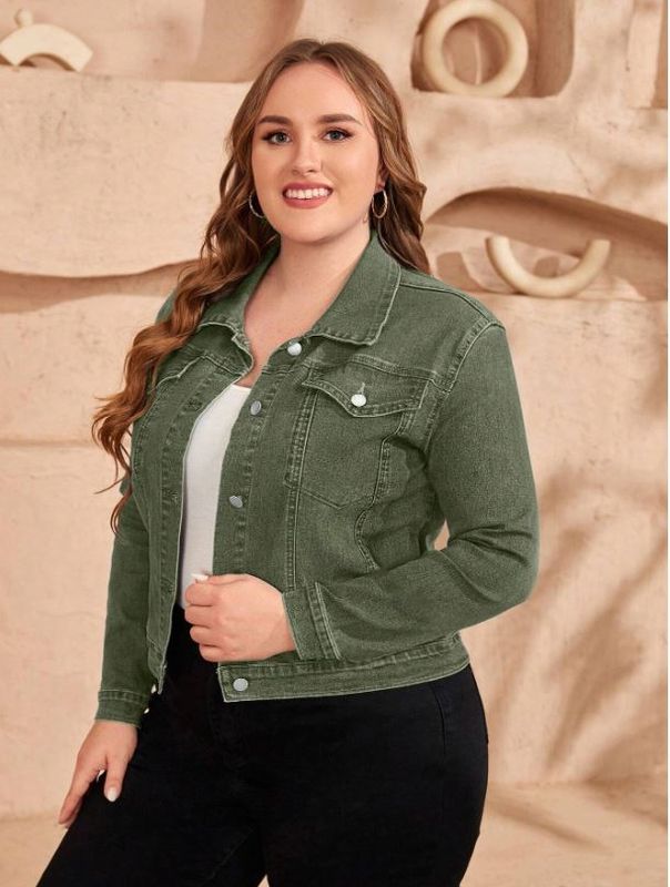 CURVE+ Military Green Denim Jacket